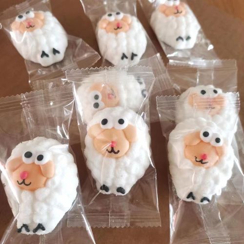 卡通动物羊羊棉花糖独立包100颗串串乐蛋糕装饰趣味可爱儿童糖果