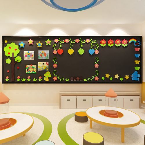 教室布置装饰公告栏3d立体墙贴画幼儿园墙面主题文化墙展示板墙贴