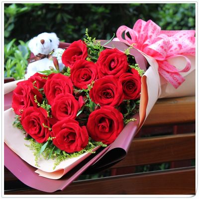 红玫瑰12朵花束上海鲜花店