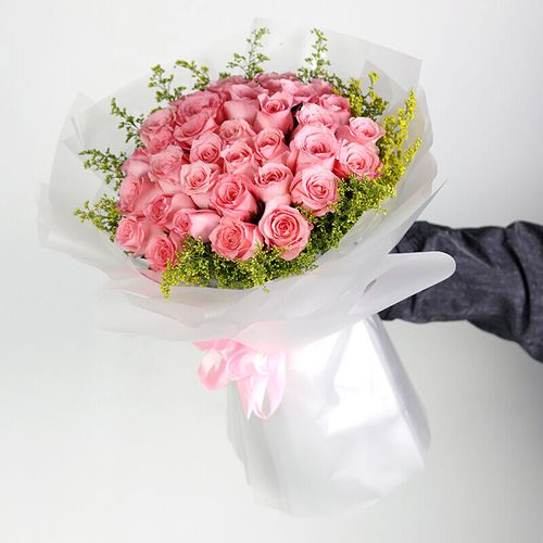 全国同城鲜花速递33朵戴安娜粉玫瑰花束生日送花北京上海广州花店