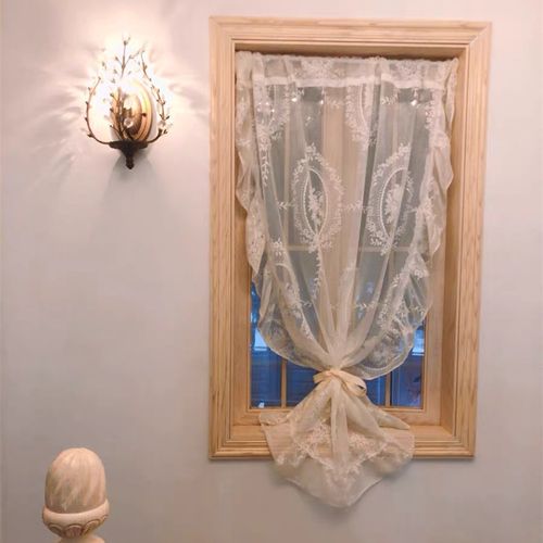法式洛可可美式复古花环荷叶边木耳蕾丝客厅卧室阳台飘窗帘窗纱帘
