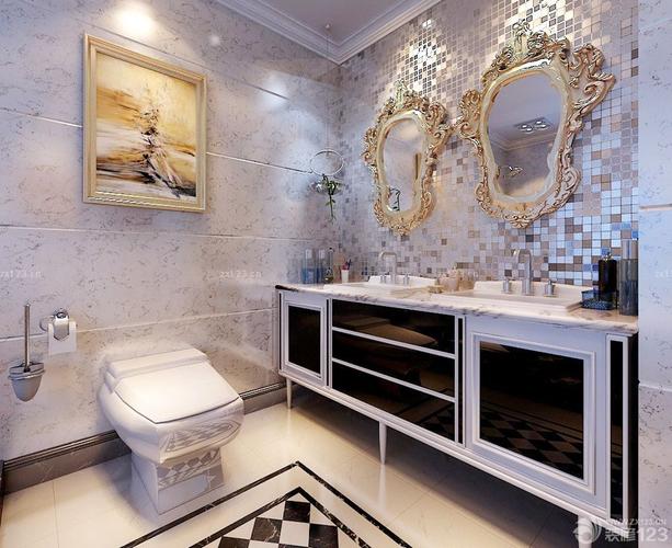 美式卫生间拼花地面瓷砖设计图设计456装修效果图
