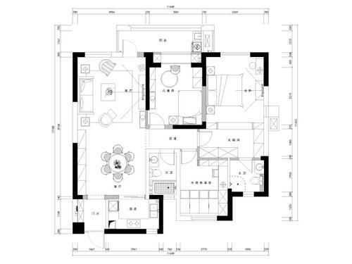 武汉100美式三居室家装装修设计施工图