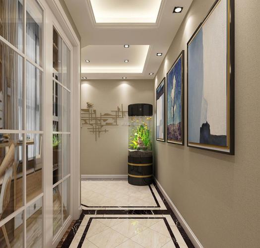 梧桐浥130平米四居室现代轻奢风格走廊背景墙装修设计效果图