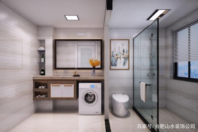 平米联排别墅卫生间美式风格装修设计效果图客卫洗衣房公共收纳一体