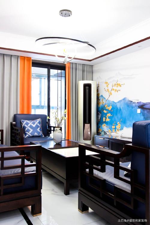 客厅窗帘客厅中式现代135m05二居设计图片赏析
