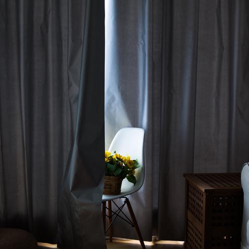 全遮光窗帘成品魔术贴免打孔安装卧室客厅防晒隔热阳台遮光布料
