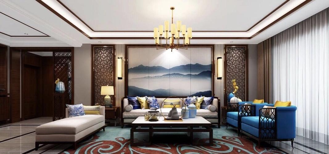客厅新中式风格沙发背景墙装修效果图大全