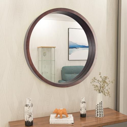 装饰镜子壁挂创意化妆镜实木挂墙客厅复古镜梳妆台木质艺术镜