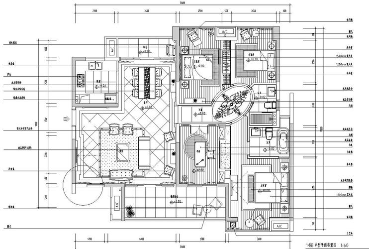 广东欧式城市时代t1b样板房室内施工图设计浅色调欧式