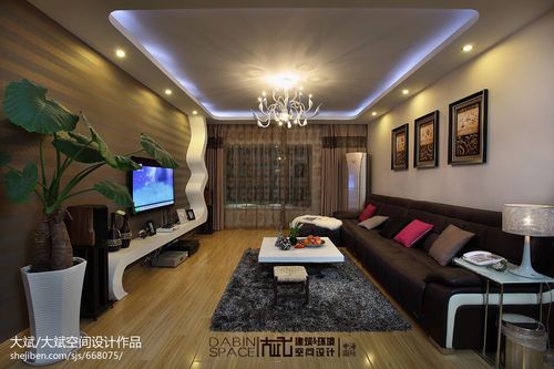 120平米现代风格长方形客厅沙发摆放装修效果图