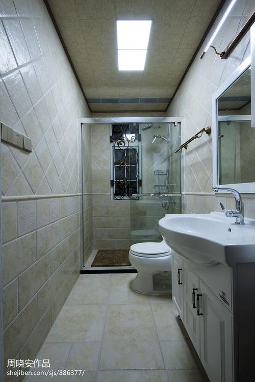 现代美式别墅卫生间吊顶装修效果图大全2014图片
