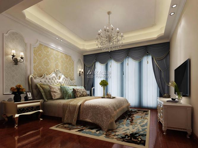 中洲中央公园130平方米欧式风格平层户型卧室装修效果图