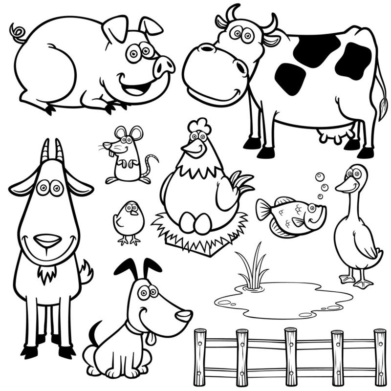 农场动物卡通矢量图的农场动物卡通
