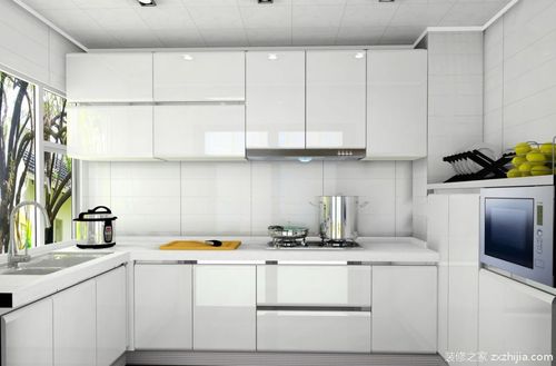 开放式厨房白色整体橱柜效果图