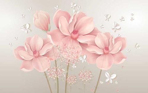 a05471w7现代简约3美式花朵3d立体粉色大花蝴蝶蒲公英