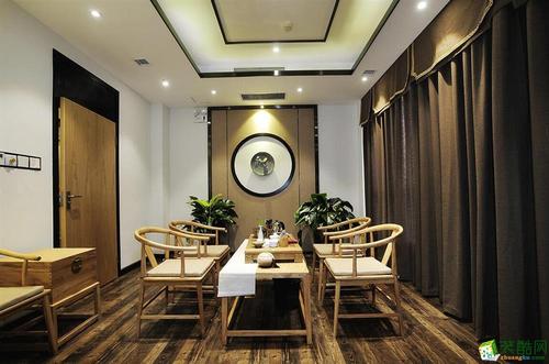 郑州舍茶文化办公室400平新中式风格装修效果图装修户型茶楼风格分类