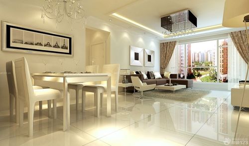90平米两室两厅室内米白色瓷砖设计图片