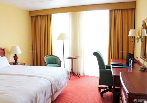 快捷宾馆房间室内纯色窗帘装修效果图片