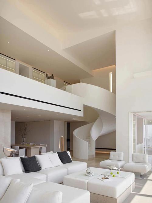弧形楼梯白色系空间整体高端优雅的别墅设计广州94装修设计
