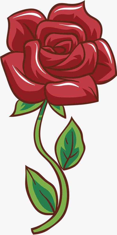 卡通手绘矢量图红色玫瑰花