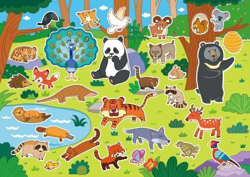 森林动物简笔画色彩