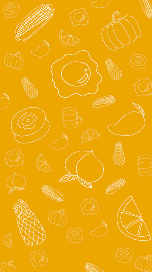 黄色背景勾线水果美食平面广告
