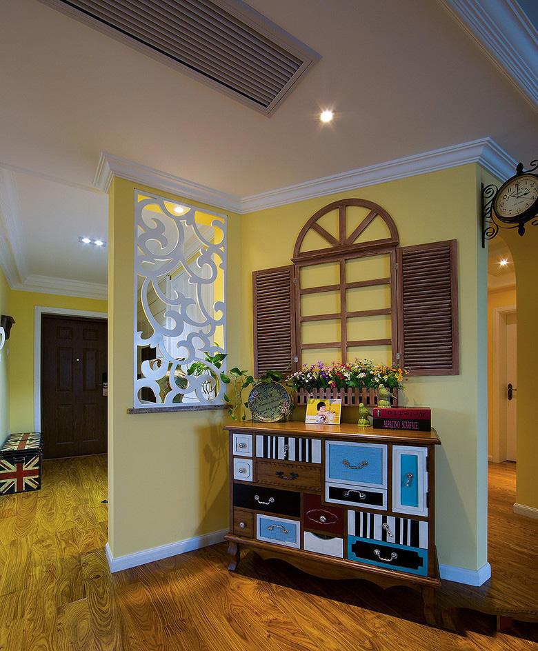 美式家居室内玄关窗帘装饰效果图现代风格公寓室内设计