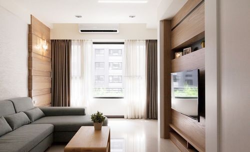 小户型新房客厅纯色窗帘装修效果图片欣赏