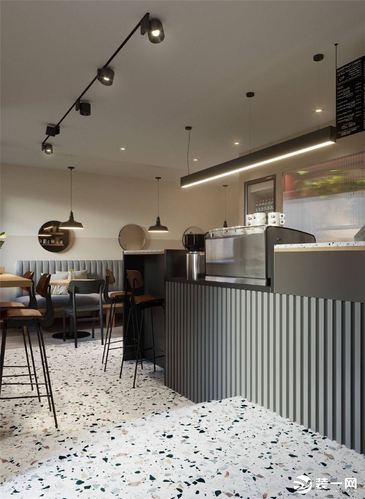 34平米小型咖啡店现代风格吧台装修效果图