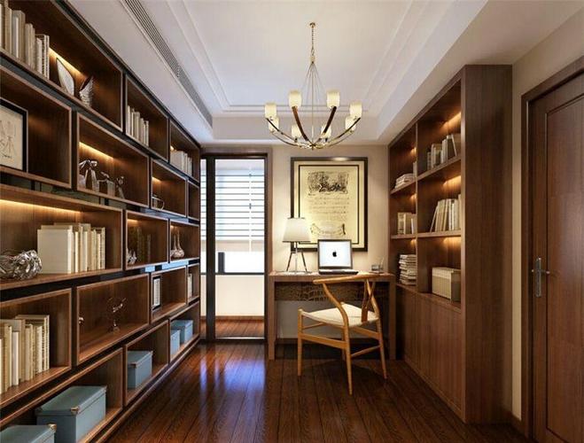 现代简约三居室书房组合柜装修效果图大全