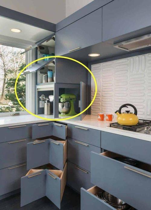 厨房转角台面不浪费装一组矮柜与吊柜连接能多5收纳地