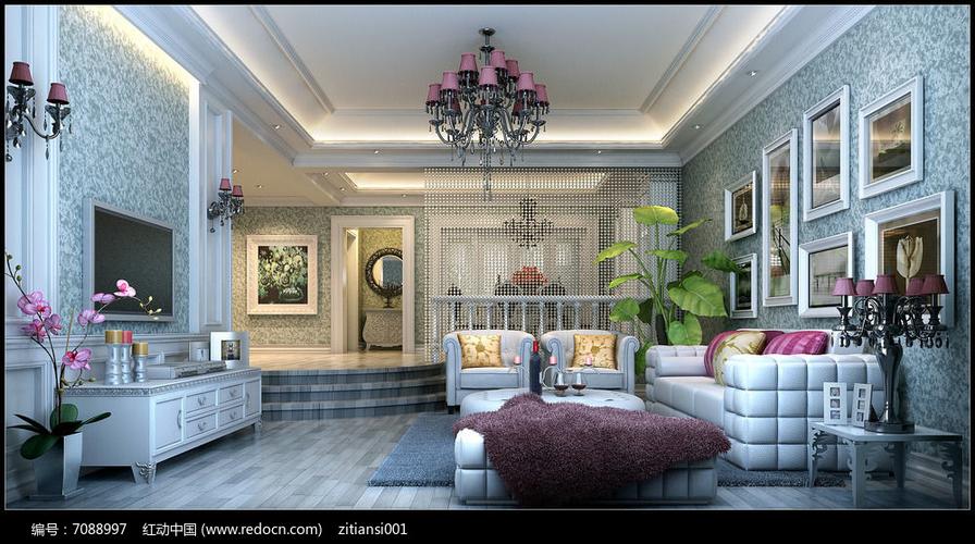 现代欧式别墅客厅效果图图片室内装修编号7088997红动中国