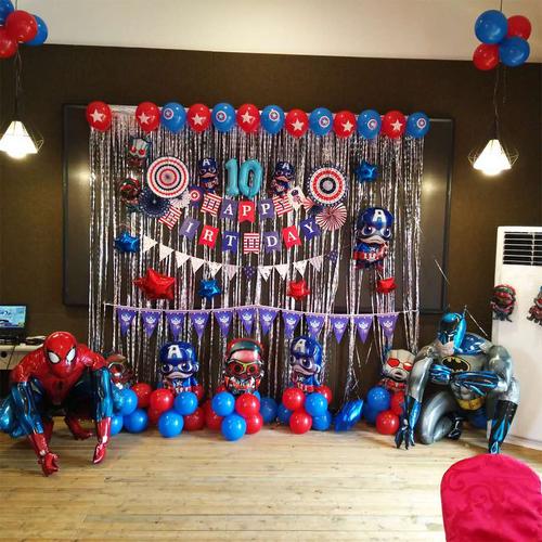 美国队长气球美国队长主题儿童男孩生日派对布置装饰背景用品宝宝