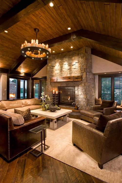 木质复古美式乡村风格loft美式乡村客厅装修效果图设计欣赏