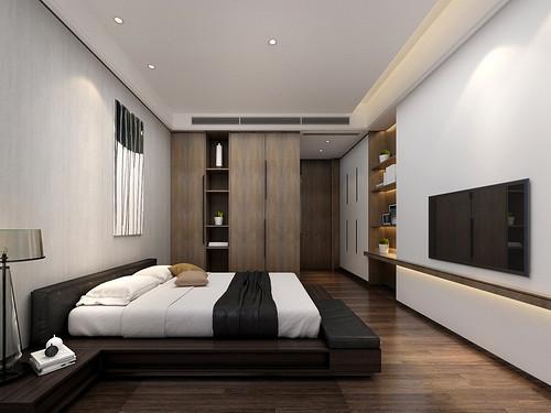 120平米现代简约风三室卧室装修效果图衣柜创意设计图