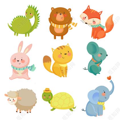 卡通动物套图小动物素材卡通小动物各种小动物全身png素材