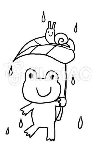 雨天动物撑伞简笔画