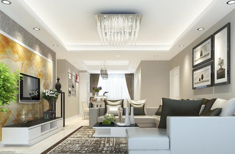 最新现代100平米客厅装饰灯效果图片