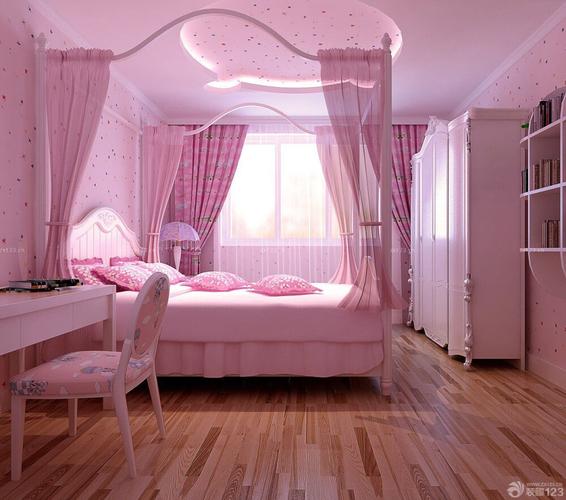 家装90后女生卧室粉色墙面装修效果图片