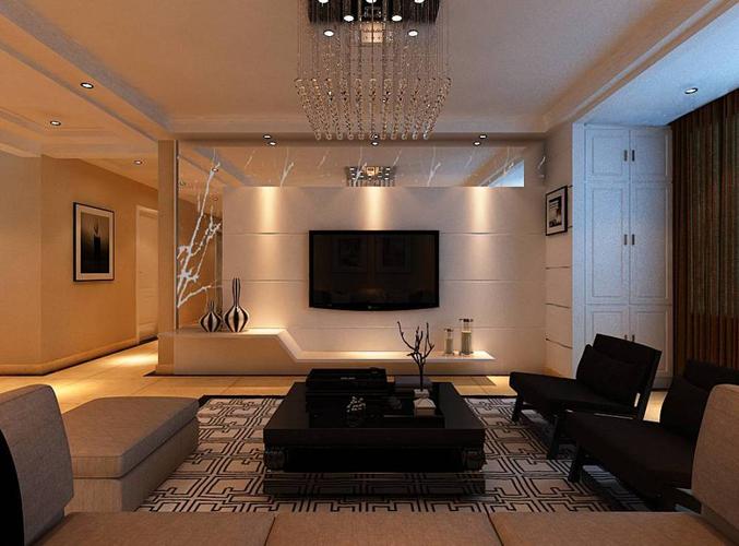 现代风格三居室客厅电视背景墙效果图现代风格吊顶图片
