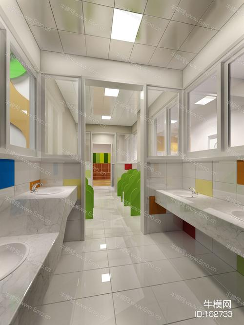 现代卫生间效果图素材免费下载本作品主题是现代幼儿园卫生间3d模型
