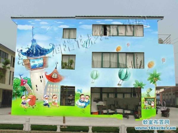 幼儿园外墙绘画装饰效果图教室布置网
