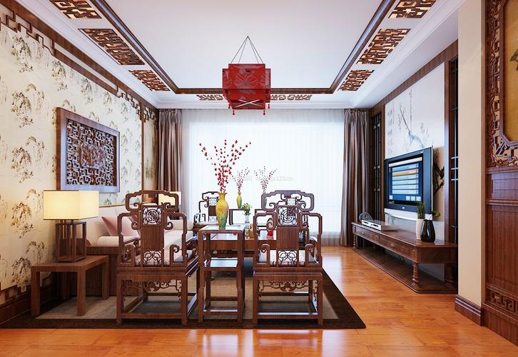 家装客厅设计古典中式风格元素装修效果图案例