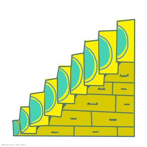 黄色简约楼梯插图