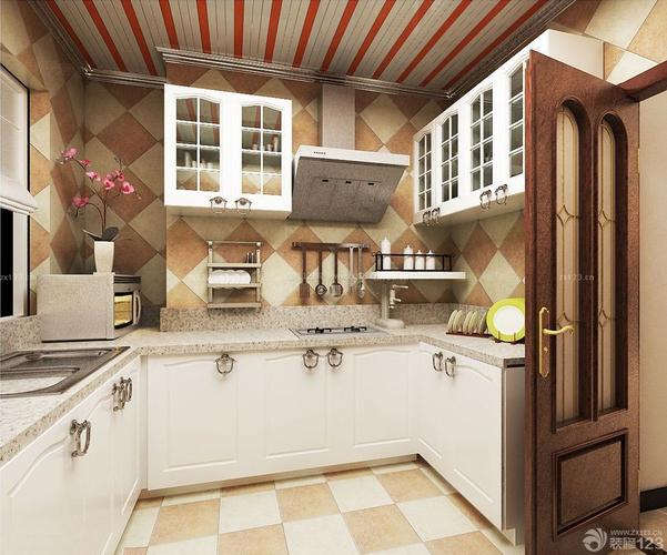 2014美式风格厨房仿古砖装修实景图装修123效果图