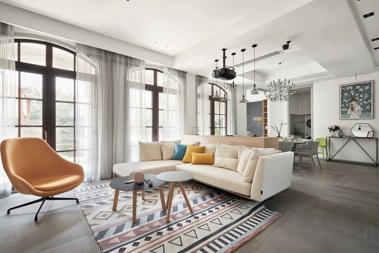 设计米色系现代家装客厅俯瞰图欣赏时尚简约欧式风卧室实木独立米色