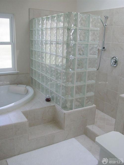 最新家装卫生间玻璃砖隔断设计效果图片