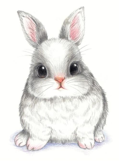 彩铅小动物海棠兔