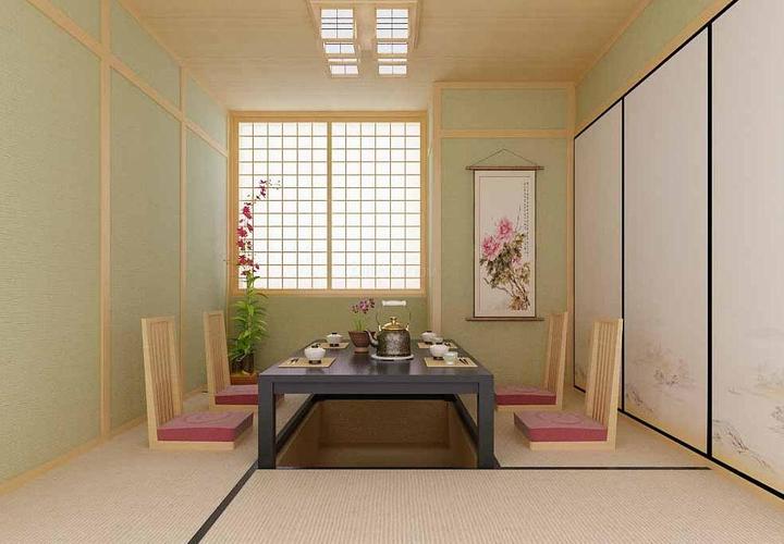 日式风格茶室榻榻米木炕装修效果图